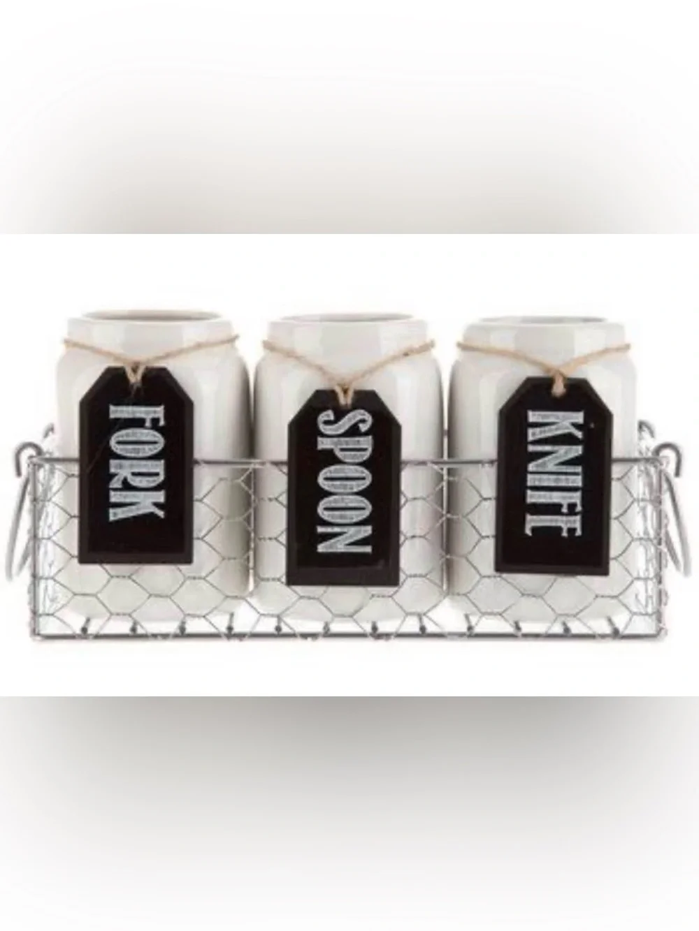 Brand New Farmhouse Ceramic Utensil Caddy Set